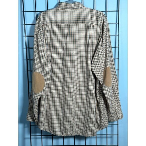 Vintage Plaid Button Down LS Lodge Shirt Mens XL Brown Elbow Patches‎ Grandpa - Picture 3 of 10